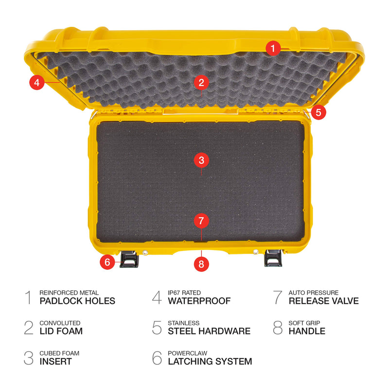 Waterproof NANUK 938 Hard Case with Wheels and Foam Insert - Yellow