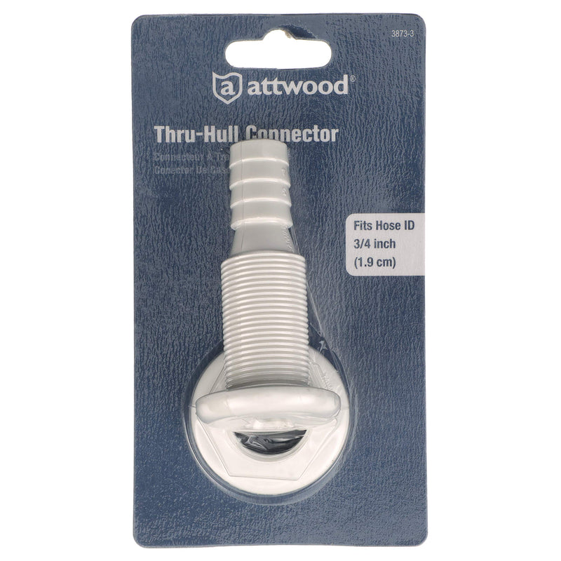 Polypropylene attwood 3873-3 Straight Thru-Hull Connector for Boating Plumbing Fittings, White Finish