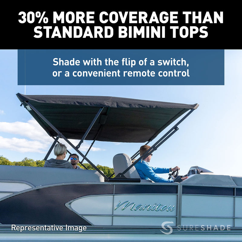 Power Bimini Top SureShade Pontoon - Clear Anodized Frame, Pacific Blue Fabric