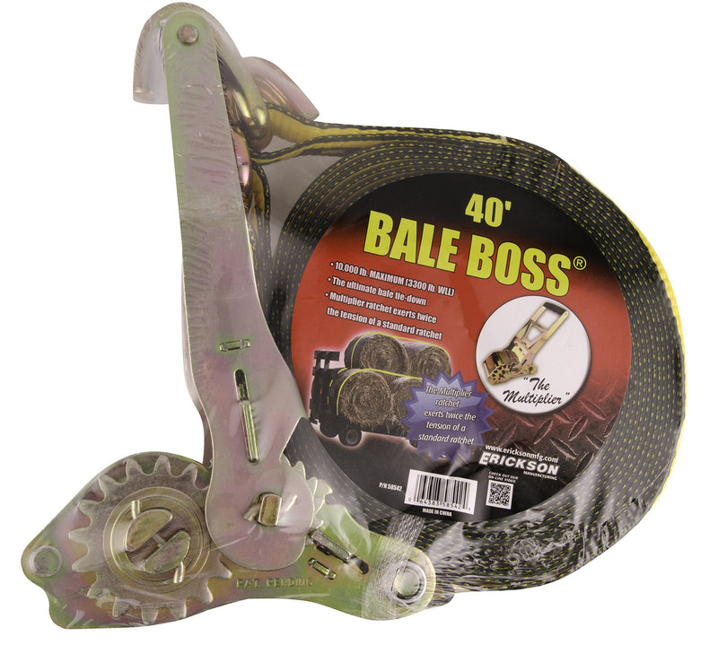 2" x 40' Erickson Multiplier Ratchet Tie-Down Strap with Double J-Hooks - 10000 lb. Load Capacity