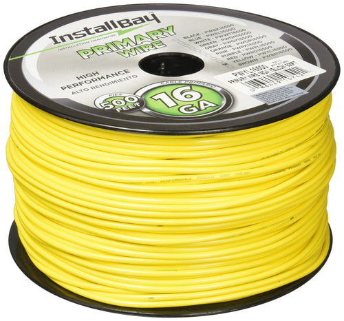 Install Bay 16 Gauge PWYL16500 Primary Wire - Yellow (500 Feet)