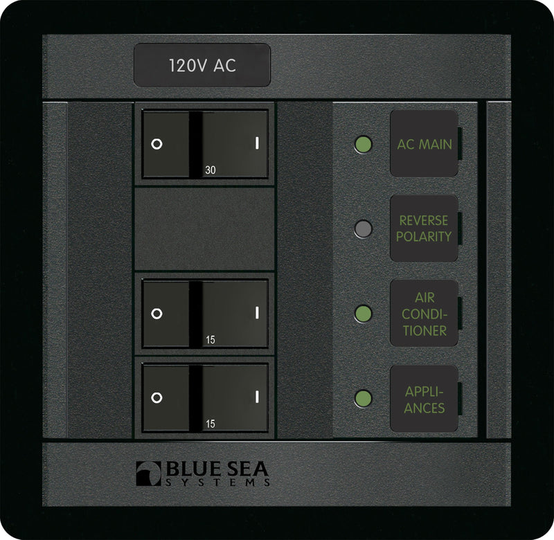 Blue Sea Systems 120 Volt AC Main + 2 Positions, Black 1214