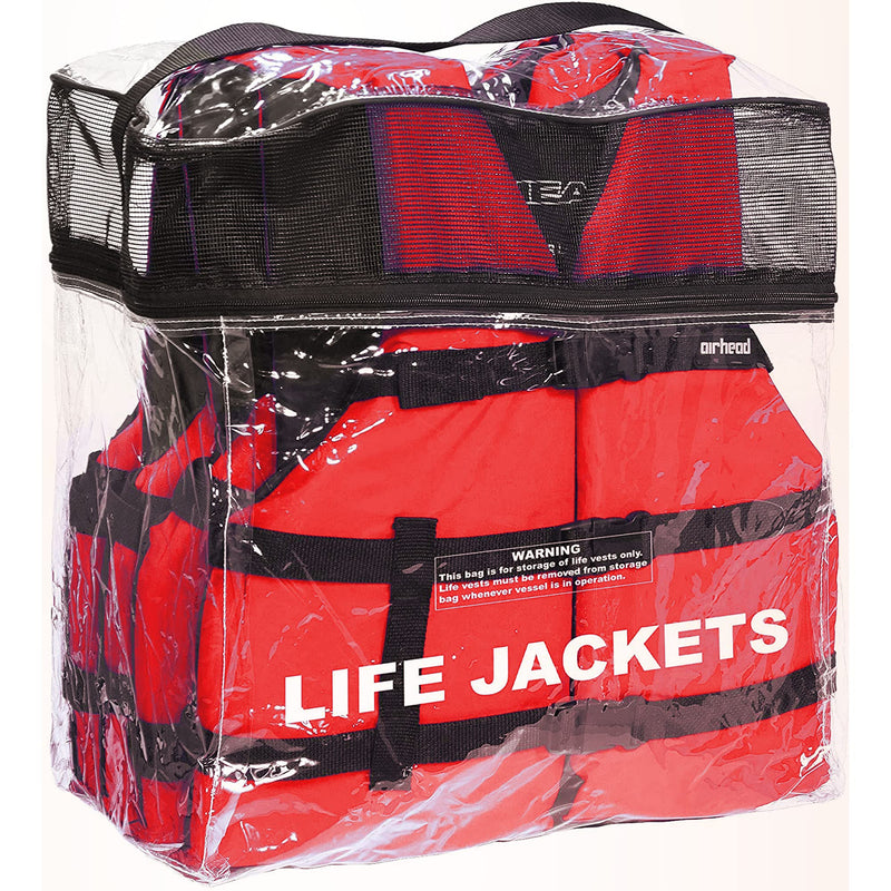 AIRHEAD Life Jacket General All Purpose, US Coast Guard Approved Type III unisex adult Life Vest Perfect for Boating and Personal Watercraft Use - 4 Pack, Red