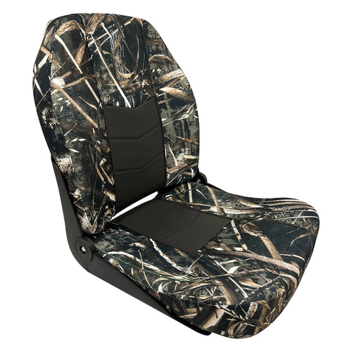 Quantum Series Wise Fold Down Fishing Boat Seat, Max 5 Camo/Jazz Black 3340-1785