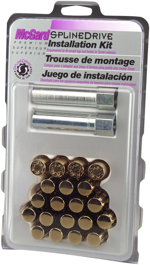 McGard Chrome/Gold 65554GDC SplineDrive Wheel Installation Kit (M12 x 1.25 Thread Size) - for 5 Lug Wheels