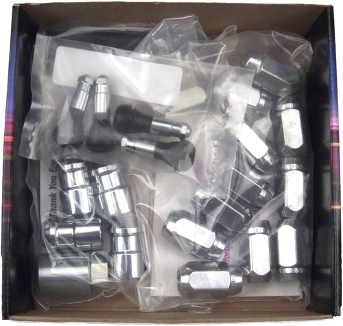Chrome Cone Seat McGard 84457 Wheel Installation Kit (M12 x 1.5 Thread Size) - for 4 Lug Wheels, 12 Lug Nuts / 4 Locks / 1 Key / 1 Storage Pouch