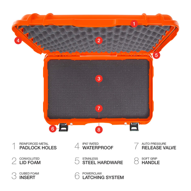 NANUK Waterproof Hard Case 938 with Wheels and Foam Insert - Orange (938-1003)