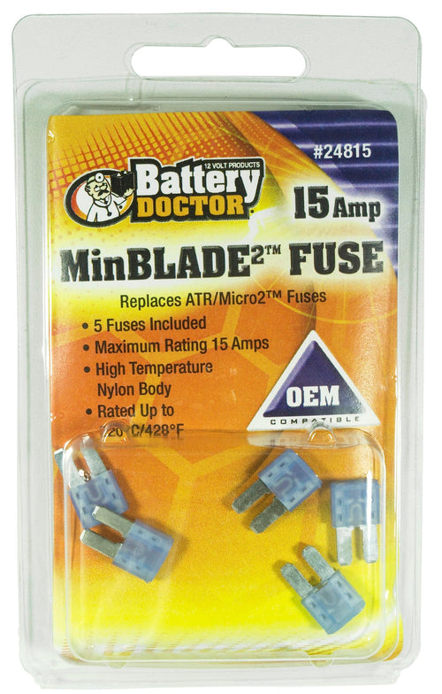 WirthCo 24815 MinBlade2 Fuse - 15 Amp (Blue), Engineering Inc 5-Pack