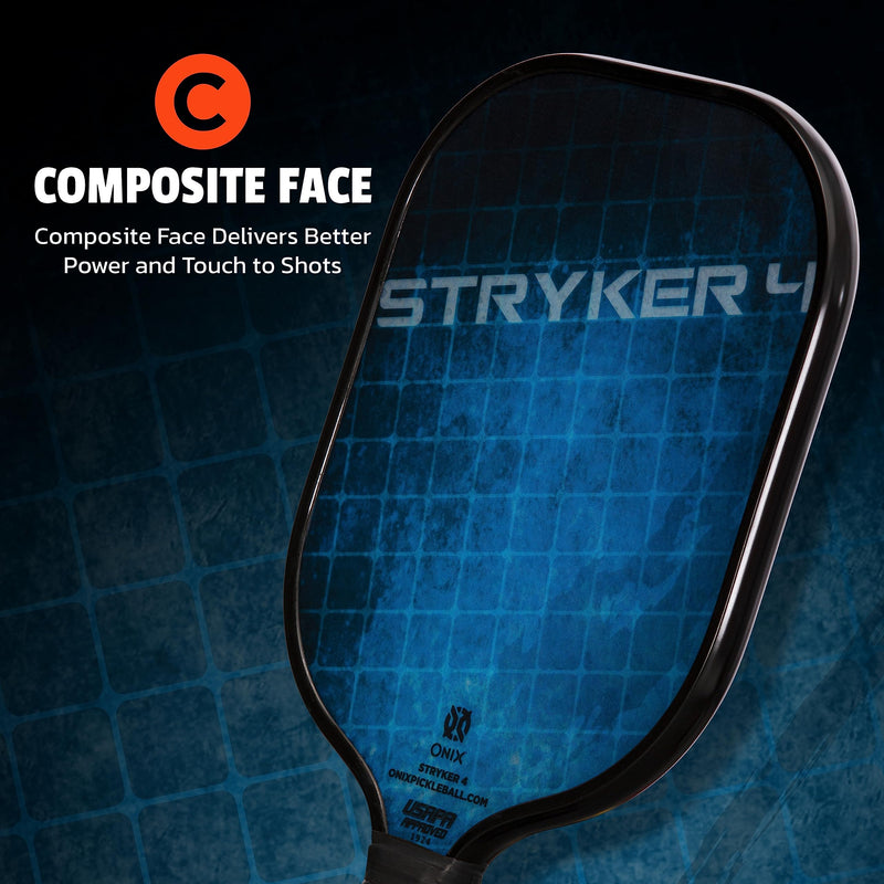 Stryker 4 Onix Composite Pickleball Every Level Oversized Paddle Shape– Blue