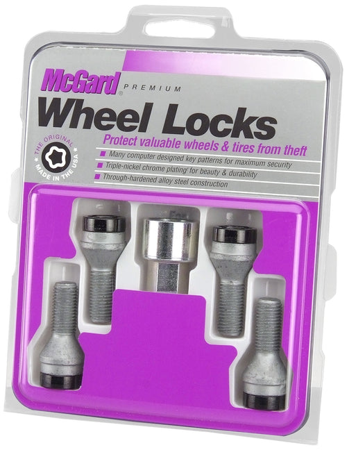 Black Bolt Style McGard Cone Seat Wheel Lock Set, 4 Locks / 1 Key