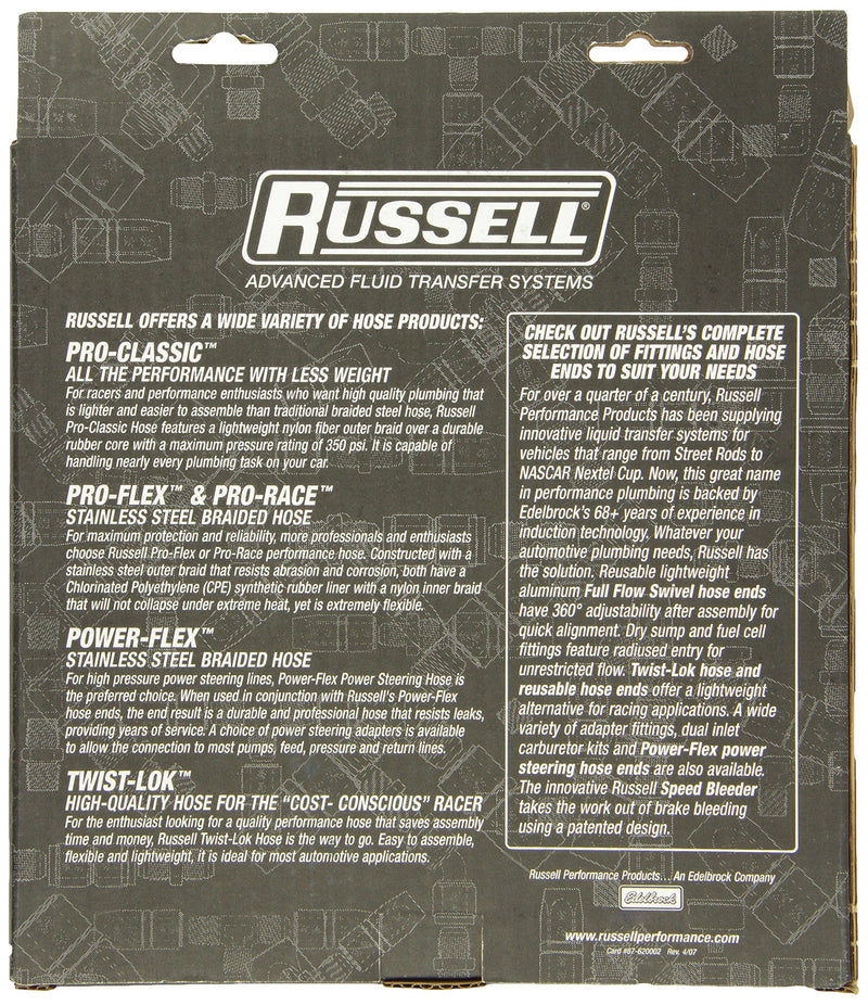 632620-6 Edelbrock/Russell PowerFlex AN Power Steering Hose - 10 Feet