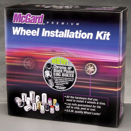 McGard Chrome M14 x 1.5 Thread Size Radius Seat Lug Bolt Wheel Installation Kit for 5 Lug Vehicles, 16 Lug Bolts / 4 Locks / 1 Key / 1 Storage Pouch