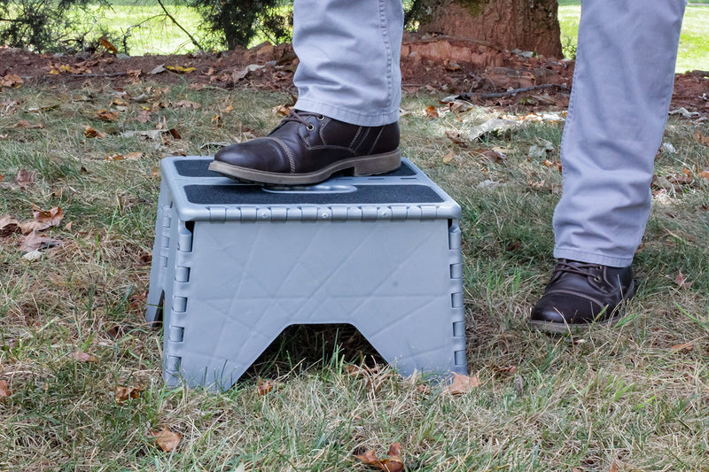 Plastic Camco Folding Step Stool with Non-Skid - Silver