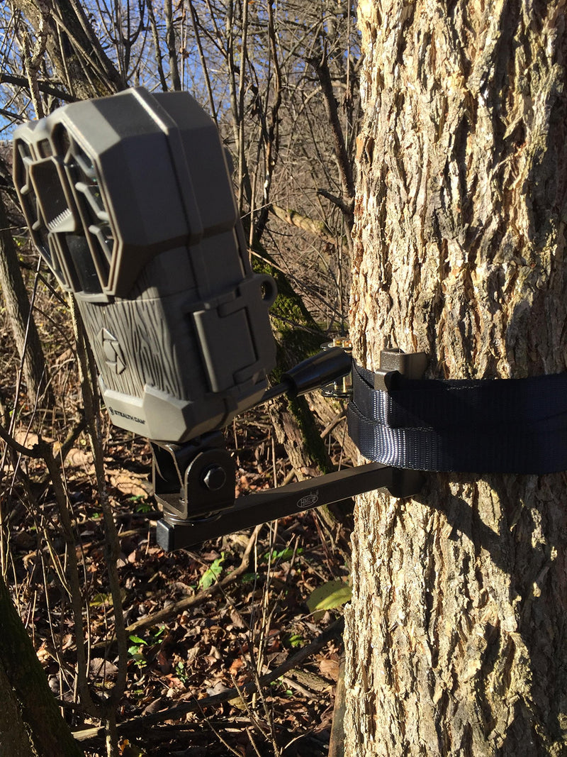 HME Strap-On Trail Camera Holder with 360-degree Rotational Camera Head | Compact Sturdy Adjustable Design | Easy Installation & Versatile Compatibility