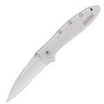 Kershaw Pocket Knife Leek, Silver, 3 Inch Stainless Steel Partially Serrated Blade, EDC with Assisted Opening, Made in the USA, Reversible Clip Carry, Everyday Carry Pocket Knife for Men and Women