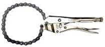 Crescent Chain Clamp Locking with 18" Chain - Nickel-Plated Metal Clamp - Features Compound Action & Hex Key Receiver - C20CHN - 9", Red