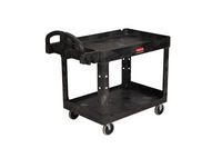 500 Lb Rubbermaid 2 Shelf Utilty Cart 45-1/4x25-7/8x33-1/4" 4520-88-bla