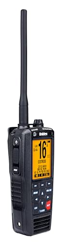 Floating, Handheld Uniden MHS338BT Marine VHF Radio, 6-Watts, GPS and Bluetooth, Submersible IPX8, Emergency Strobe & Flashlight, NOAA Weather Alerts, FM Radio, Chargeing Cradle & Li-ion Battery.