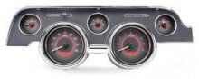 Dakota Digital VHX-67F-MUS-C-R Analog Dash Gauge Compatible with 1967-68 Ford Mustang Carbon Fiber Style Red Backlighting
