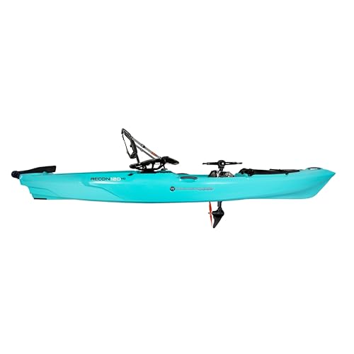 Wilderness Systems Recon 120 HD - Fishing Kayak Sit on Top - 360 Degree ACES seat & Helix PD™ Pedal Drive System - 12 ft - Aqua