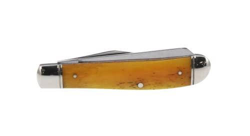 Cold Steel Mini Trapper Folding Knife Versatile Practical Durable Compact Pocket - 2 Blades; Yellow Bone Handle; Slip Joint Lock