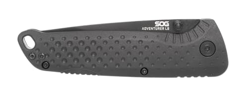 SOG LB Adventurer 3" Lightweight Portable Outdoor Folding Knife | CRYO 5CR15MOV Steel | GRN Handle | Lock-Back Mechanism, Blackout, Blister Pack