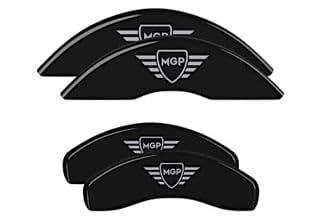 Brake Caliper Covers MGP Front and Rear for 2021 Hyundai Santa Fe Logo, Custom Fit, Black