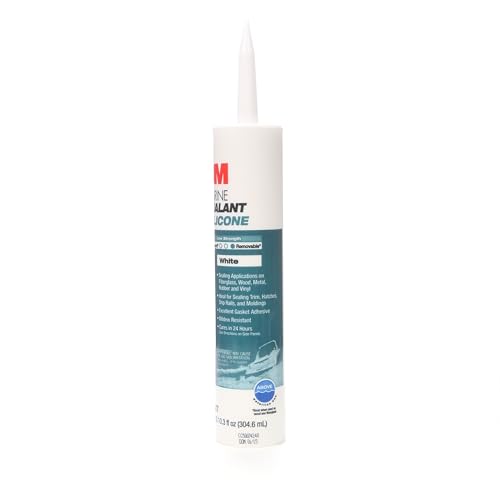 3M Marine Grade Silicone Sealant, For Boats and RVs, 08027, Above the Waterline Interior/Exterior Sealing, White, 10.3 fl oz Cartridge