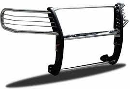 Bumper Guard Black Horse Grille brush Modular Stainless Steel Come With pair of 7.0"Dia.LED Lights with Red Trim Rings Compatible with 2005-2015 Toyota Tacoma-17A096400MSS-PLR