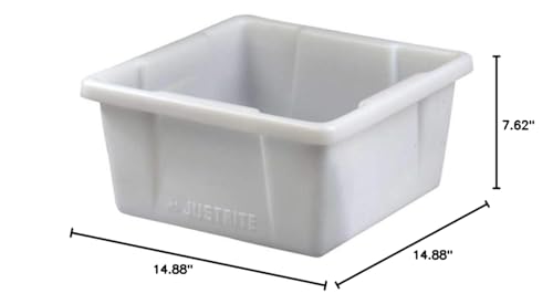 Polyethylene Justrite HPLC Can Spill Basin, 5 Gallon Capacity, 14-7/8" Width x 7-5/8" Height x 14-7/8" Depth, Translucent