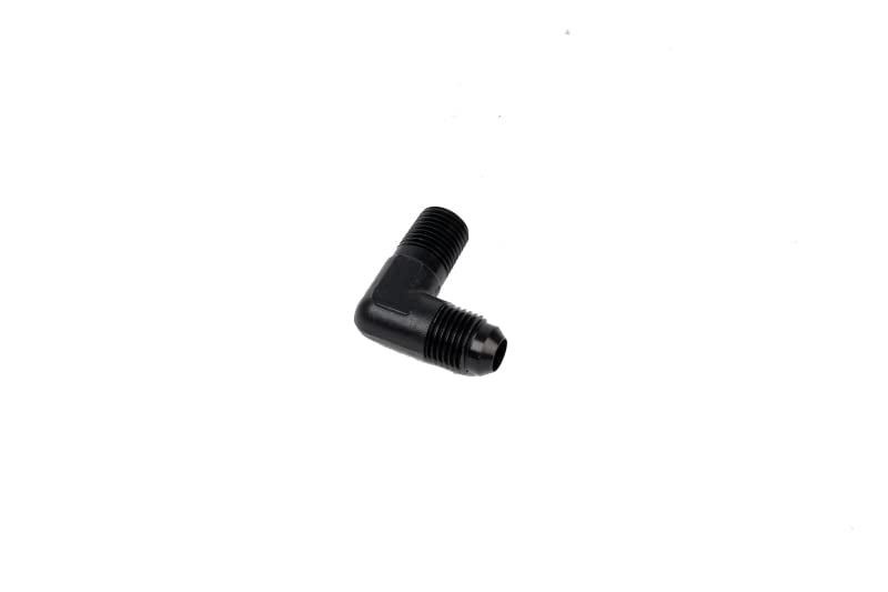 90-Degree Elbow Fitting, Aeromotive 15666 1/4"-MNPT to AN-06 Black