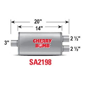 Cherry Bomb Salute Muffler - SA2198 Reversible Oval Body - H4" X W9" X L14" 20" OAL 3-2-1/2" C/D Muffler - Cherry Bomb Salute