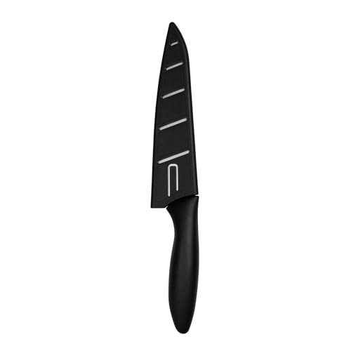 Kershaw 6” Kitchen Utility Knife, Black and Gray Design, 6 Inch Stainless Steel Utility Plain Edge Blade, Included Sheath, Paring Knife for Meat, Fruit, Vegetables and More