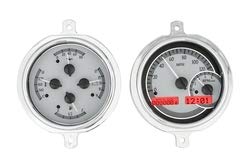 Dakota Digital VHX-51F-PU-S-R Gauge System Compatible with 1951-52 Ford Pickup Truck, Silver Alloy Style, Red Backlighting