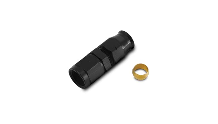 Fitting, Vibrant Power 16444 Tube Adapter, Straight, 4AN Female to 1/4 in. Tubing, includes Brass Olive Insert, Aluminum, Black Anodized, each