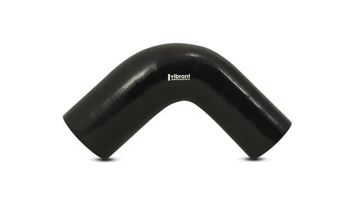 Hose Coupler, Vibrant Power 19796, Silicone, 4ply Aramid Reinforced, 90 degree Elbow, Reducer, Transition, 3.50 in. Inlet I.D, 3.25 in. Outlet I.D, 4.00 in. Leg Length, 3.50 in. CLR, Black, each