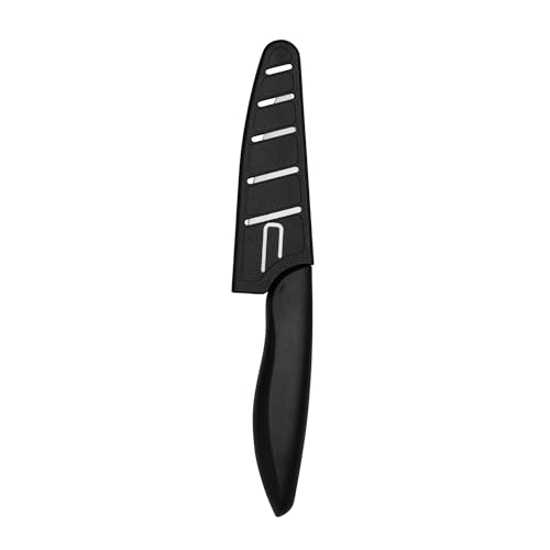 3.5” Kershaw Paring Kitchen Knife, Black Design, 3.5 Inch Stainless Steel Plain Edge Blade, Polypropylene Handle, Includes Sheath, Paring Knife for Herbs, Fruit, Vegetables and More