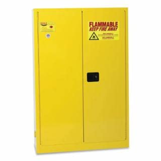Eaglestar 45 gal Hazardous Material Storage Cabinet, 2 Shelves, Steel, 43 in W x 65 in H x 18 in D, Yellow - 1 Each