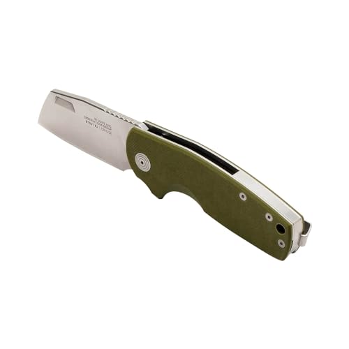 SOG Stout SJ Cleaver Pocket Daily Folding Knife with Slip Joint Mechanism | G10 Handle | CRYO D2 Steel Blade, OD Green/Stonewash