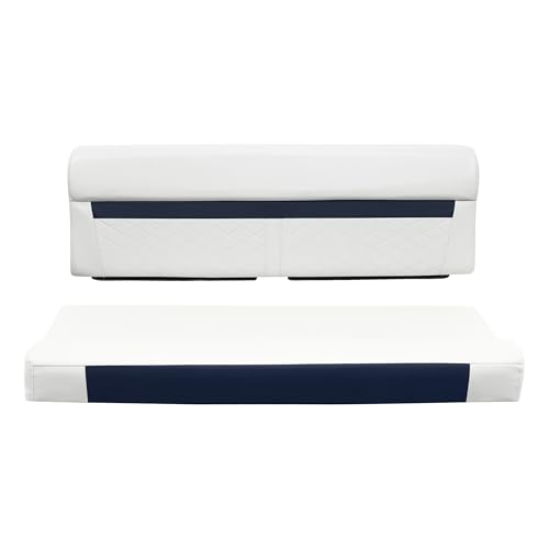 DLX106-1904 Wise DLX Series 55" Pontoon Bench Cushion Set - White/Mariner Blue