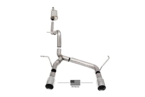 Corsa - 3.6L/3.8L 2.75in Sport Cat-Back Exhaust w/ 4in American Flag Tips 07-18 Jeep Wrangler JKU (21122USA)