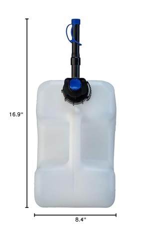 Midwest Can Utility Plus 5 Gallon w/Easy Pour Push Button Spout Ideal for Camping, Emergency Management and Off-Road Adventures, Natural Translucent