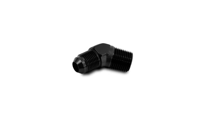 Adapter, Vibrant Power 10164 Fitting, 45 degree, Male -12 AN to Male 1/2 in. NPT, Aluminum, Black Anodized, each