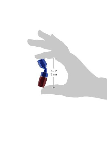 Russell/Edelbrock 610080 Red/Blue Anodized Aluminum -4AN 45-Degree Hose End