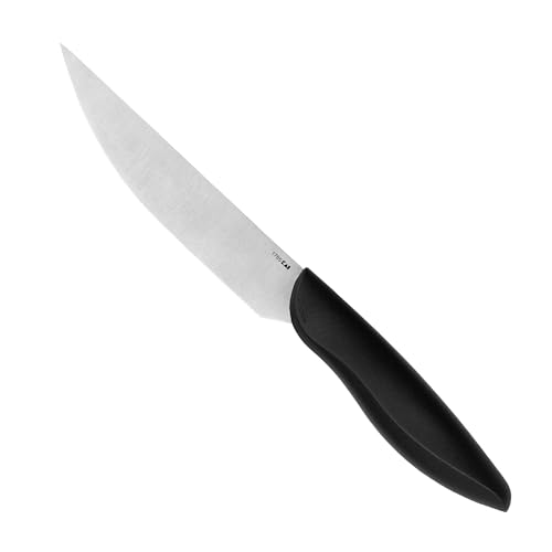 4-Piece Kershaw Serrated Steak Knife Set - 5" Blades of German Stainless Steel with 16° Single-Bevel Edge, Satin Finish, Black Polypropylene Ergonomic Handles