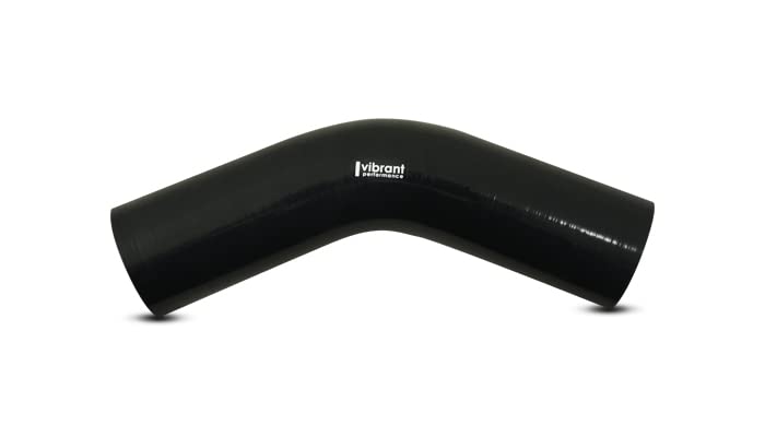 Hose Coupler, Vibrant Power 27912, Silicone, 4ply Aramid Reinforced, 45 degree Elbow, 3.125 in. Inlet I.D., 3.125 in. Outlet I.D., 4.00 in. Leg Length, 3.25 in. CLR, Black, each