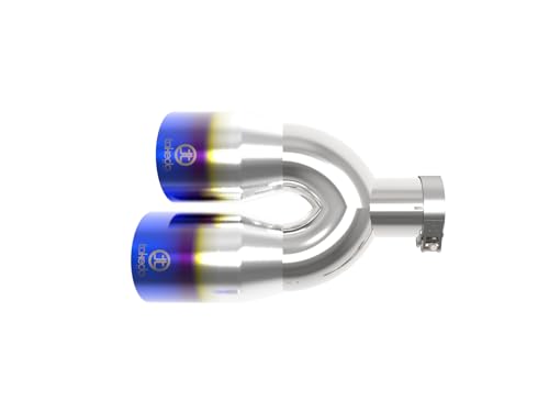 aFe Power 304 Stainless Steel Takeda Clamp-on Exhaust Tip Blue Flame 2-1/2 IN Inlet x 4 IN Outlet x 12 IN L 49T25484-L122