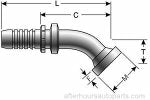 GlobalSpiral Couplings Gates 24GSP-20FL45S, Code 61 O-Ring Flange, Zinc Plated Carbon Steel, 7.09", 45° Bent Tube, 1 1/2" ID