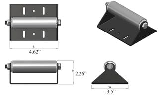 SURFACE MOUNT SLIDE OUT ROLLER, MODEL#648 W/SINGLE GRAY ROLLER, POWDER COAT BLA