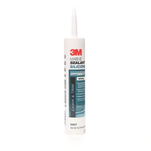 3M Marine Grade Silicone Sealant, For Boats and RVs, 08027, Above the Waterline Interior/Exterior Sealing, White, 10.3 fl oz Cartridge